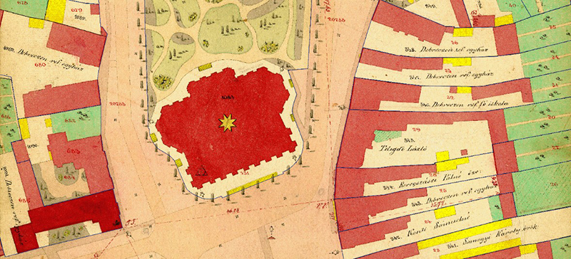 The Big Church and its surroundings on rastered surface of the manuscript map