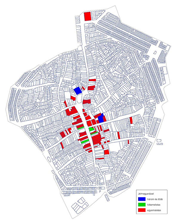 Földszintes és emeletes épületek Debrecenben 1870