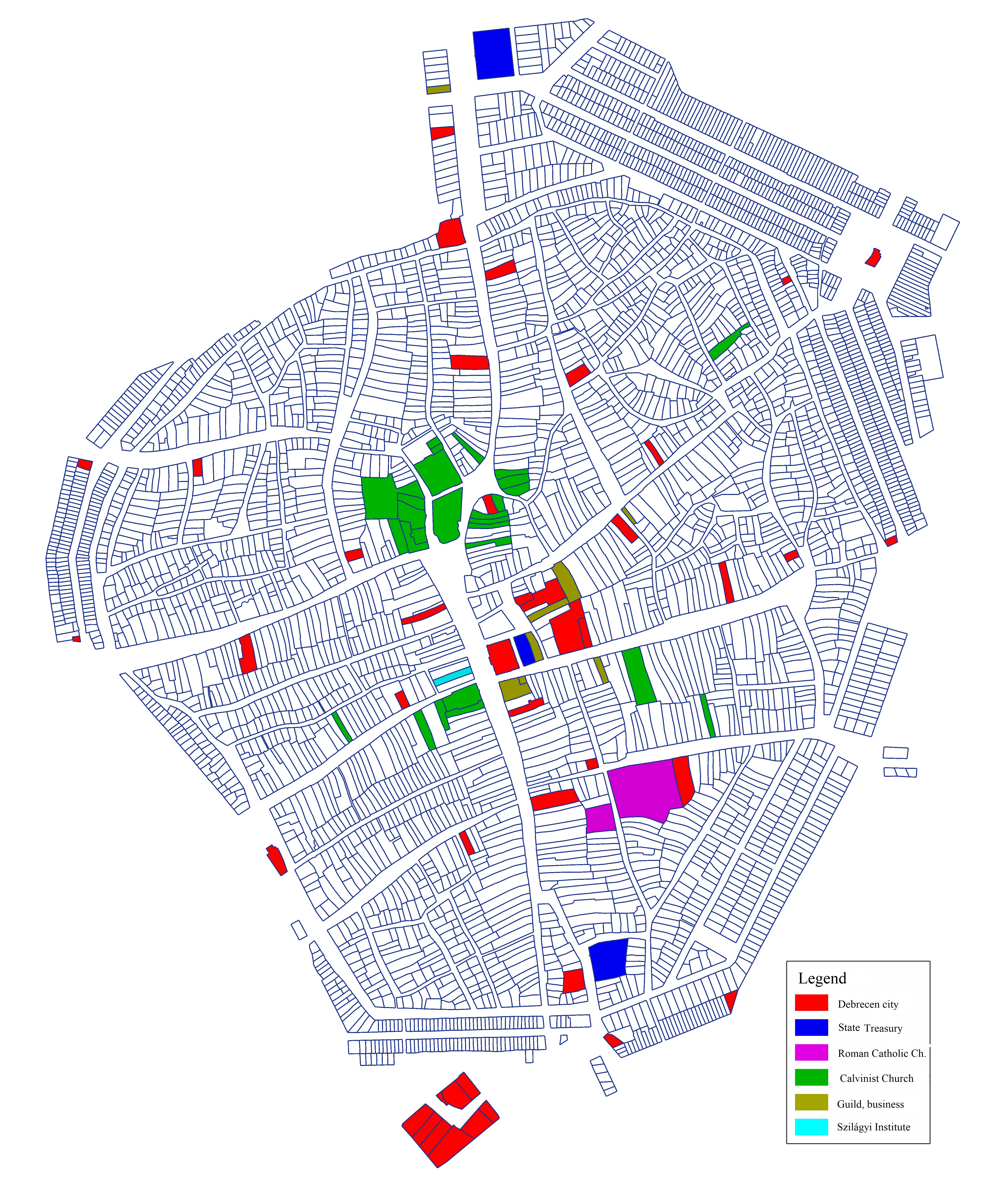 The spatial pattern of real property not in the possession of individuals