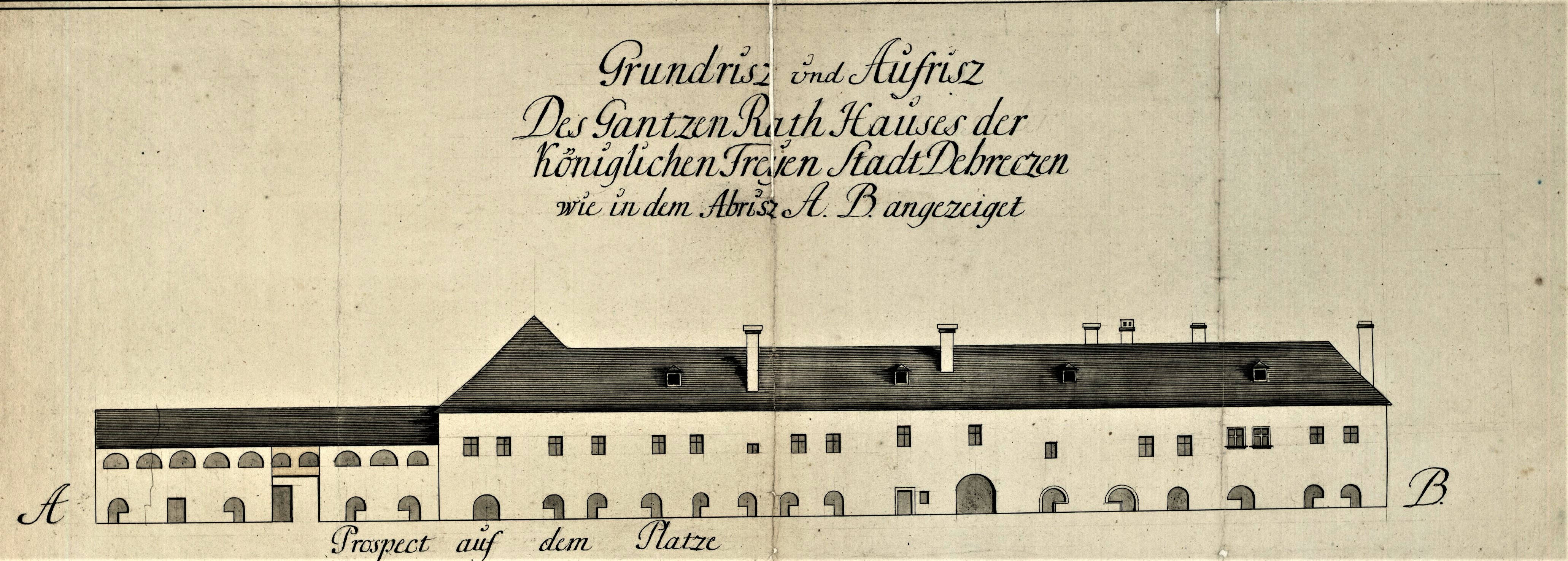 Az ősi városháza utcai képe a 1787-ben